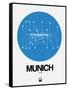 Munich Blue Subway Map-NaxArt-Framed Stretched Canvas
