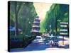 Munich Chinese Tower Beergarden with Signpost-Markus Bleichner-Stretched Canvas