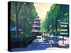 Munich Chinese Tower Beergarden with Signpost-Markus Bleichner-Stretched Canvas