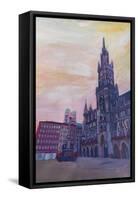 Munich City Hall and St Marys Place-Markus Bleichner-Framed Stretched Canvas