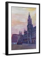 Munich City Hall and St Marys Place-Markus Bleichner-Framed Art Print