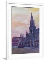 Munich City Hall and St Marys Place-Markus Bleichner-Framed Art Print