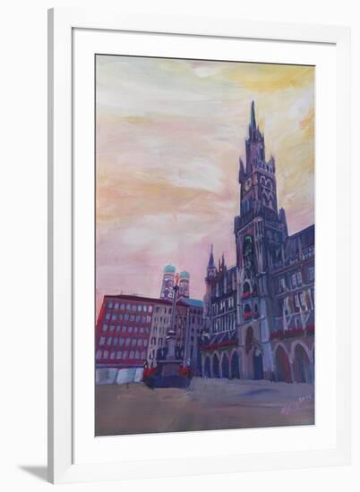 Munich City Hall and St Marys Place-Markus Bleichner-Framed Art Print