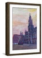 Munich City Hall and St Marys Place-Markus Bleichner-Framed Art Print