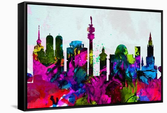 Munich City Skyline-NaxArt-Framed Stretched Canvas