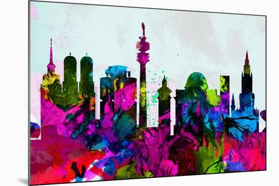 Munich City Skyline-NaxArt-Mounted Premium Giclee Print