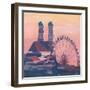 Munich Germany Vanilla Sky Morning With Ferris Wheel-M. Bleichner-Framed Art Print