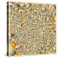 Munich Map-Jazzberry Blue-Stretched Canvas