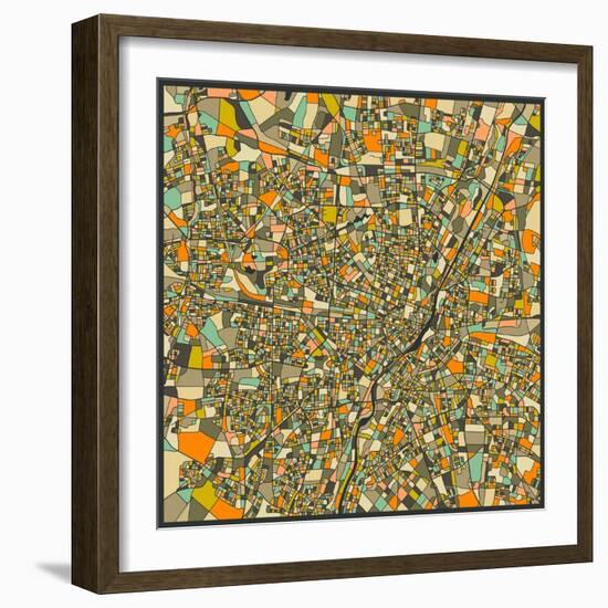 Munich Map-Jazzberry Blue-Framed Art Print