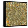 Munich Map-Jazzberry Blue-Framed Stretched Canvas