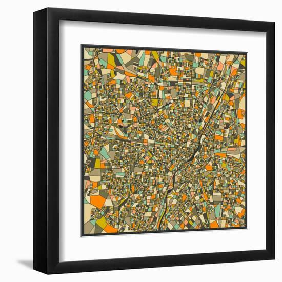 Munich Map-Jazzberry Blue-Framed Art Print