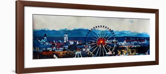 Munich Oktoberfest Panorama with Alps and Giant Wheel-Markus Bleichner-Framed Art Print