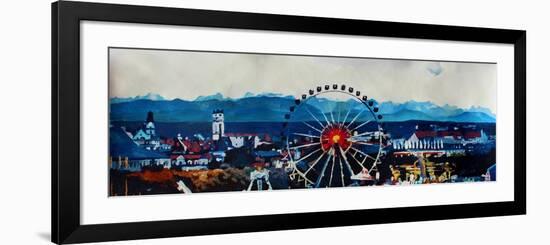 Munich Oktoberfest Panorama with Alps and Giant Wheel-Markus Bleichner-Framed Art Print