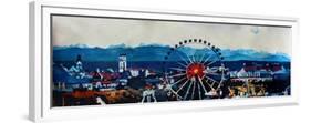 Munich Oktoberfest Panorama with Alps and Giant Wheel-Markus Bleichner-Framed Premium Giclee Print