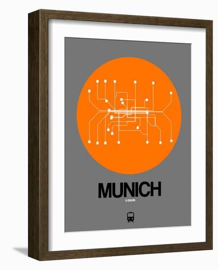 Munich Orange Subway Map-NaxArt-Framed Art Print