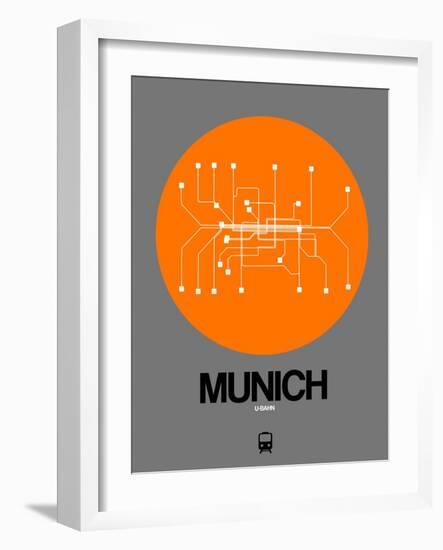 Munich Orange Subway Map-NaxArt-Framed Art Print