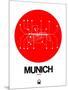 Munich Red Subway Map-NaxArt-Mounted Art Print