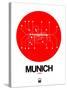 Munich Red Subway Map-NaxArt-Stretched Canvas