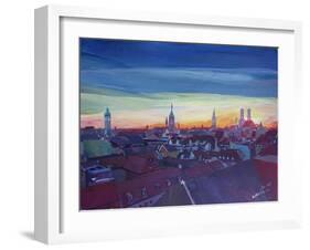 Munich Rooftop View At Sunset-Markus Bleichner-Framed Art Print