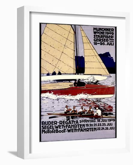 Munich Rowing Regatta Poster, Germany-null-Framed Art Print