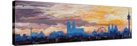 Munich Skyline at Dusk with Alps-Markus Bleichner-Stretched Canvas