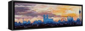 Munich Skyline at Dusk with Alps-Markus Bleichner-Framed Stretched Canvas