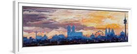 Munich Skyline at Dusk with Alps-Markus Bleichner-Framed Premium Giclee Print