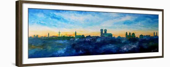 Munich Skyline at Dusk-Markus Bleichner-Framed Premium Giclee Print