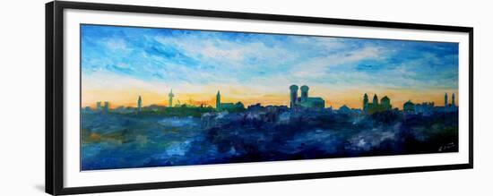 Munich Skyline at Dusk-Markus Bleichner-Framed Premium Giclee Print