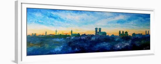 Munich Skyline at Dusk-Markus Bleichner-Framed Premium Giclee Print