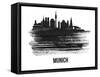 Munich Skyline Brush Stroke - Black II-NaxArt-Framed Stretched Canvas