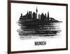 Munich Skyline Brush Stroke - Black II-NaxArt-Framed Art Print