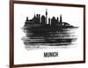 Munich Skyline Brush Stroke - Black II-NaxArt-Framed Art Print