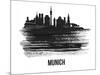 Munich Skyline Brush Stroke - Black II-NaxArt-Mounted Art Print