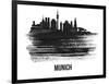 Munich Skyline Brush Stroke - Black II-NaxArt-Framed Art Print