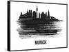 Munich Skyline Brush Stroke - Black II-NaxArt-Framed Stretched Canvas