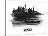 Munich Skyline Brush Stroke - Black II-NaxArt-Stretched Canvas