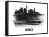 Munich Skyline Brush Stroke - Black II-NaxArt-Framed Stretched Canvas