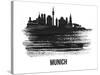 Munich Skyline Brush Stroke - Black II-NaxArt-Stretched Canvas