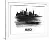 Munich Skyline Brush Stroke - Black II-NaxArt-Framed Art Print