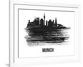 Munich Skyline Brush Stroke - Black II-NaxArt-Framed Art Print