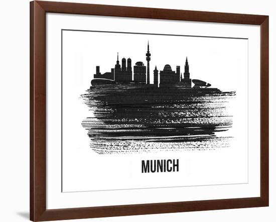 Munich Skyline Brush Stroke - Black II-NaxArt-Framed Art Print