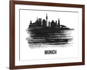 Munich Skyline Brush Stroke - Black II-NaxArt-Framed Art Print
