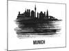 Munich Skyline Brush Stroke - Black II-NaxArt-Mounted Art Print