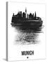 Munich Skyline Brush Stroke - Black-NaxArt-Stretched Canvas