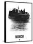 Munich Skyline Brush Stroke - Black-NaxArt-Framed Stretched Canvas