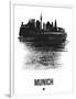 Munich Skyline Brush Stroke - Black-NaxArt-Framed Art Print