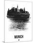 Munich Skyline Brush Stroke - Black-NaxArt-Mounted Art Print