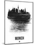 Munich Skyline Brush Stroke - Black-NaxArt-Mounted Art Print