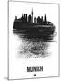 Munich Skyline Brush Stroke - Black-NaxArt-Mounted Art Print